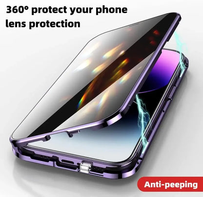 Double Glass Anti-Spy Magnetic Case For iPhone 15 14 13 12