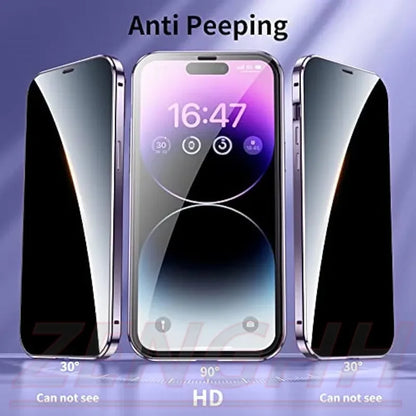 Double Glass Anti-Spy Magnetic Case For iPhone 15 14 13 12