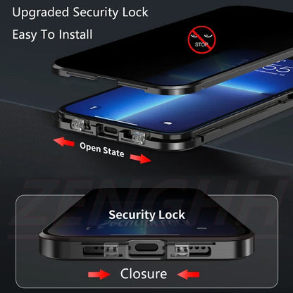 Double Glass Anti-Spy Magnetic Case For iPhone 15 14 13 12